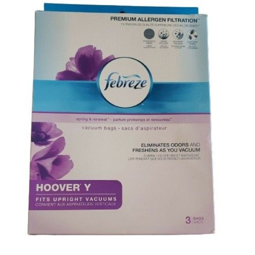 T8 3-Pack Febreze Hoover Y Vacuum Allergen Filter Bags Spring & Renewal Scent